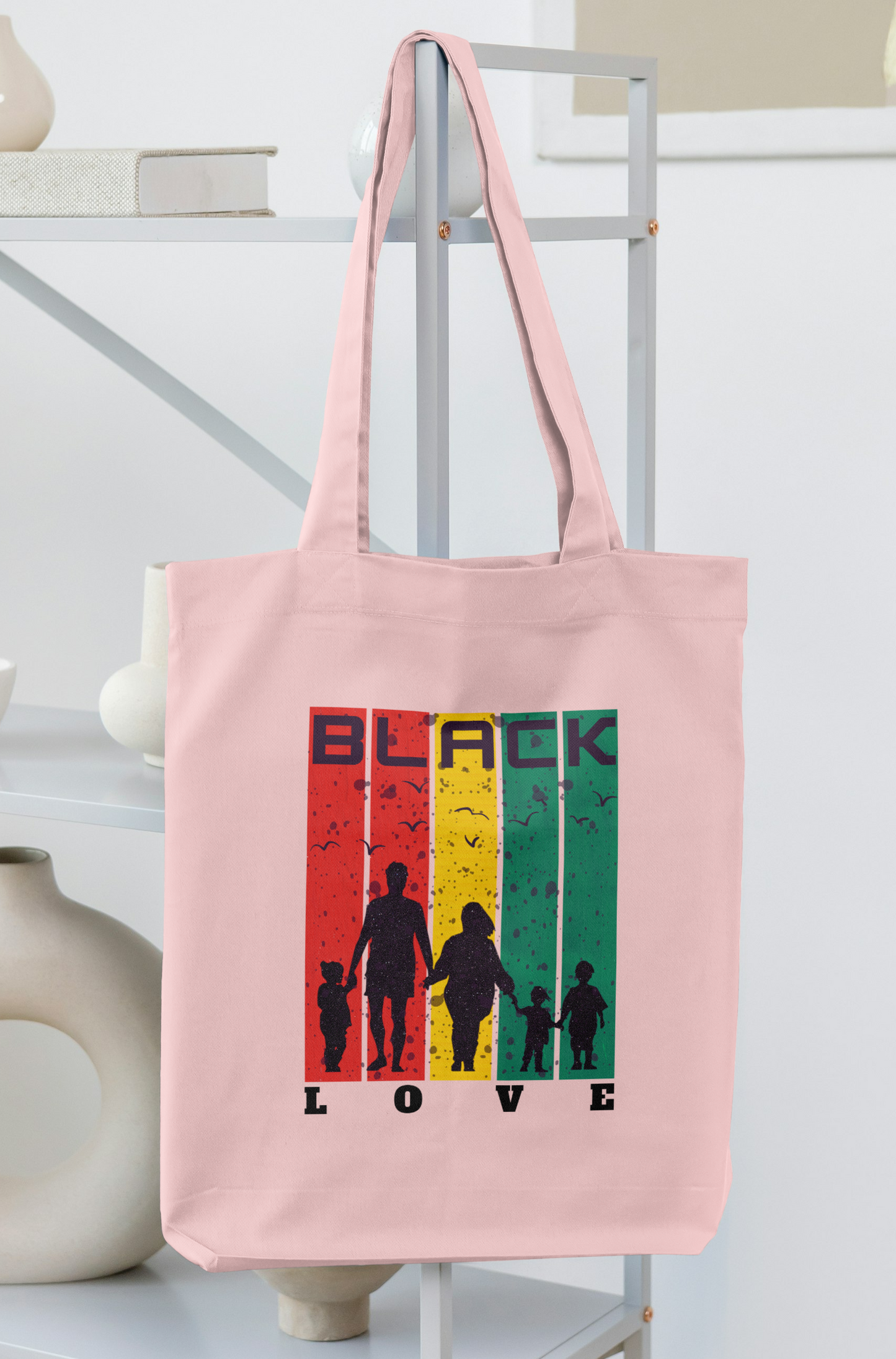 Black Love Light Pink Tote Bag