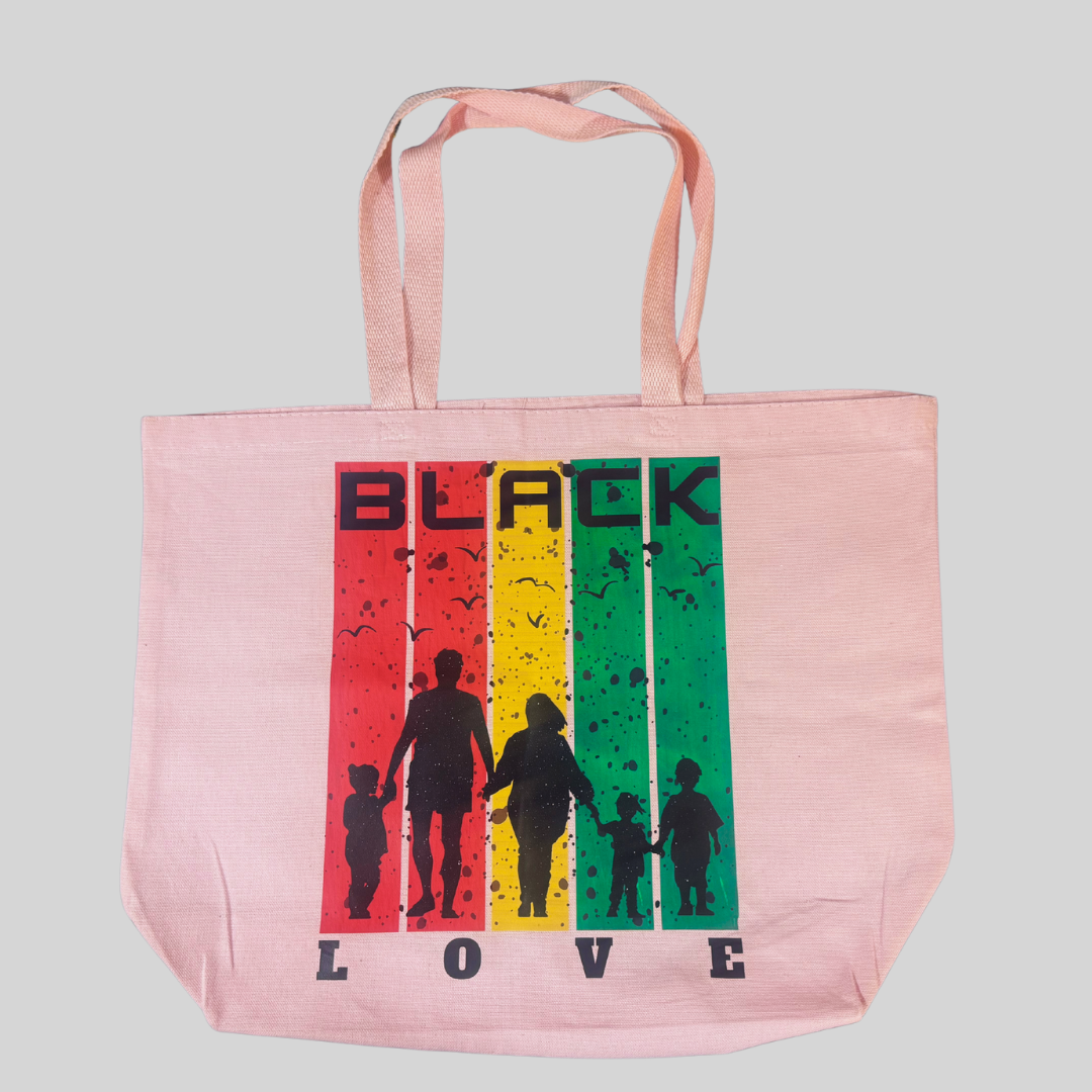 Black Love Light Pink Tote Bag