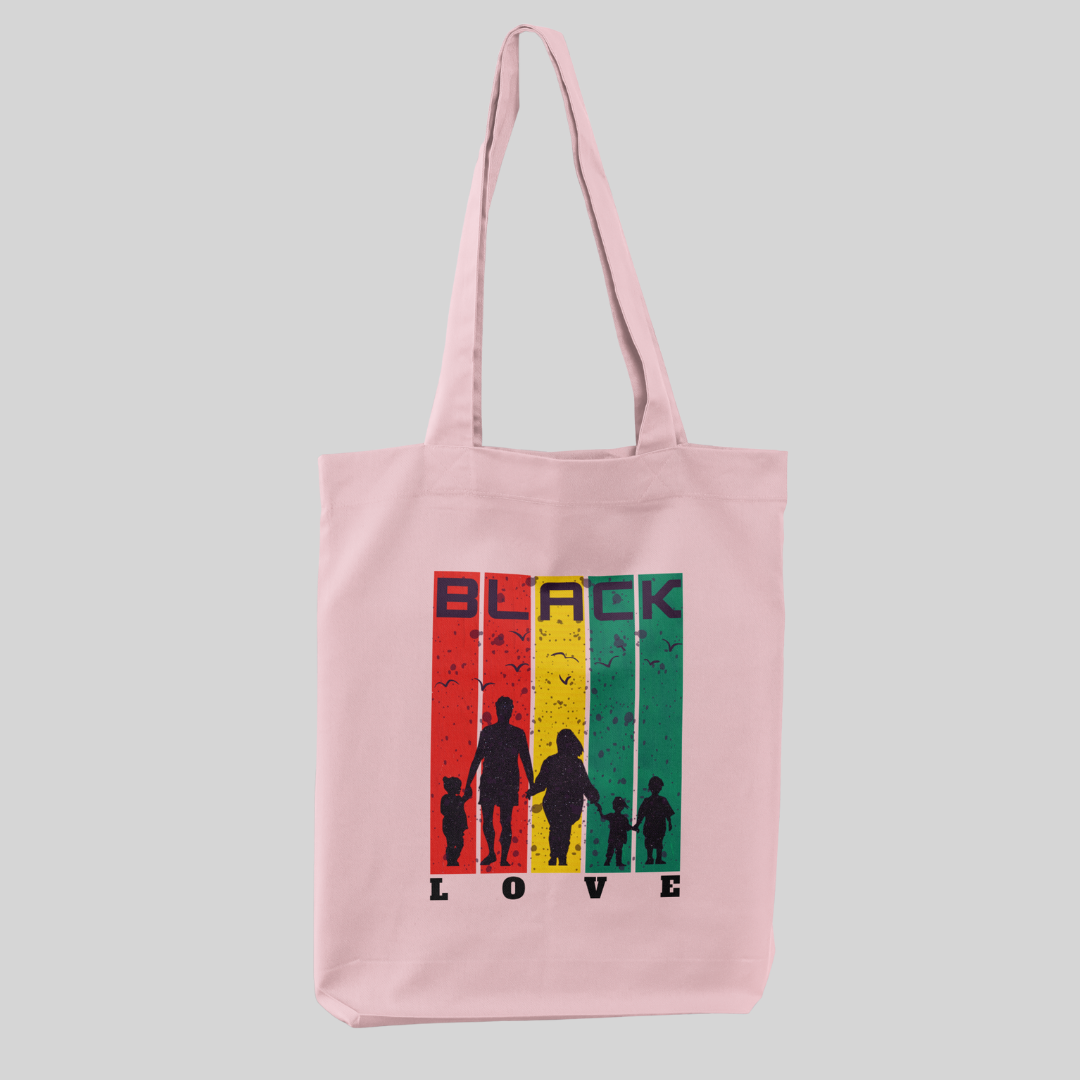 Black Love Light Pink Tote Bag