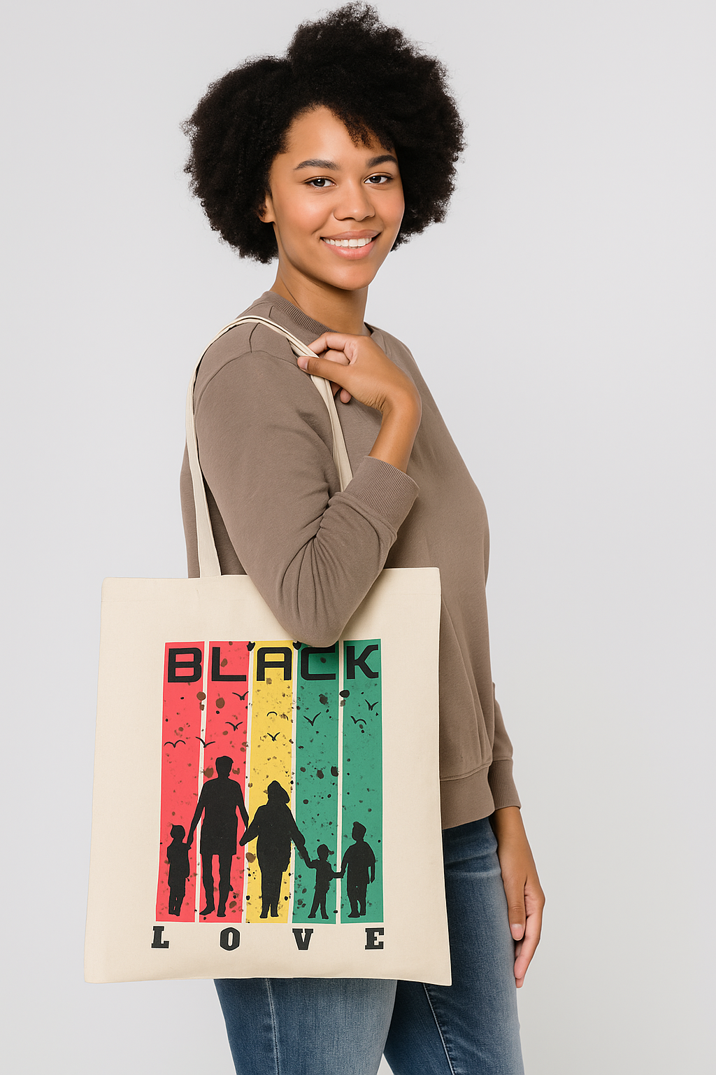 Black Love Natural Tote Bag