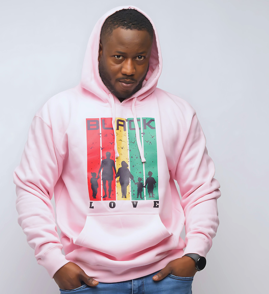 Black Love Light Pink Hoodie